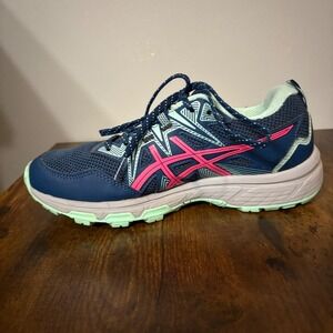 Asics Gel Venture Trail Shoes Navy Blue Teal Pink Athletic  (Women's 7.5 Wide)